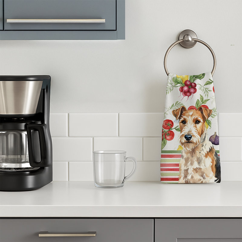 Wire Fox Terrier Vegetables Kitchen Towel, Wire Fox Terrier