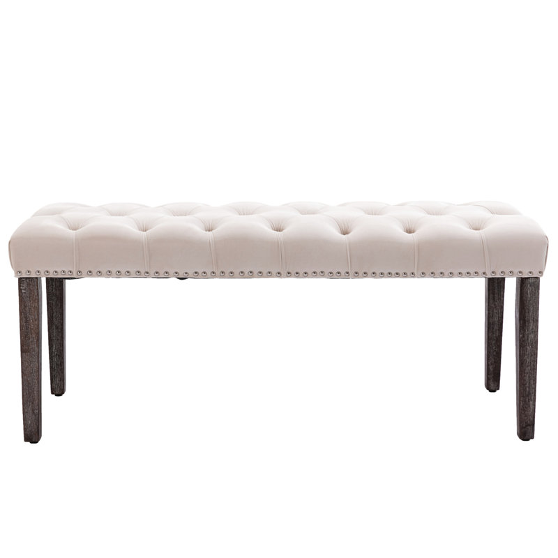 Beige Bench , 44.59" Long, 16.9" Wide, 19.42" High, Comfortable For Dining Room Use Seating In, Beige