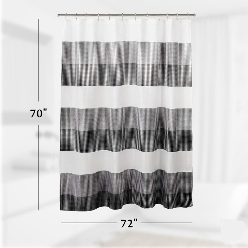 Rideau de douche tissé gaufré 70 po x 72 po, Noir