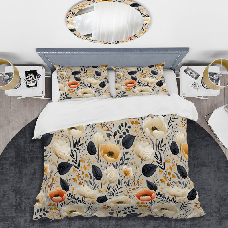 Ensemble de housse de couette Minnah, Housse de couette pour grand lit et 2 taies décor