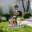 Statue Jack Jack assis avec lanterne solaire