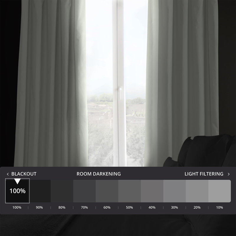 Bryce Whisper Calm 100%  Cotton Twill Max Blackout Curtains for Bedroom-Living Room  Single Panel, 50" W x 96" L