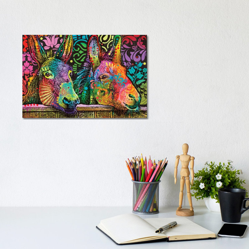Donkeys 1 Piece Wrapped Canvas Painting, 20.32 cm H x 30.48 cm W