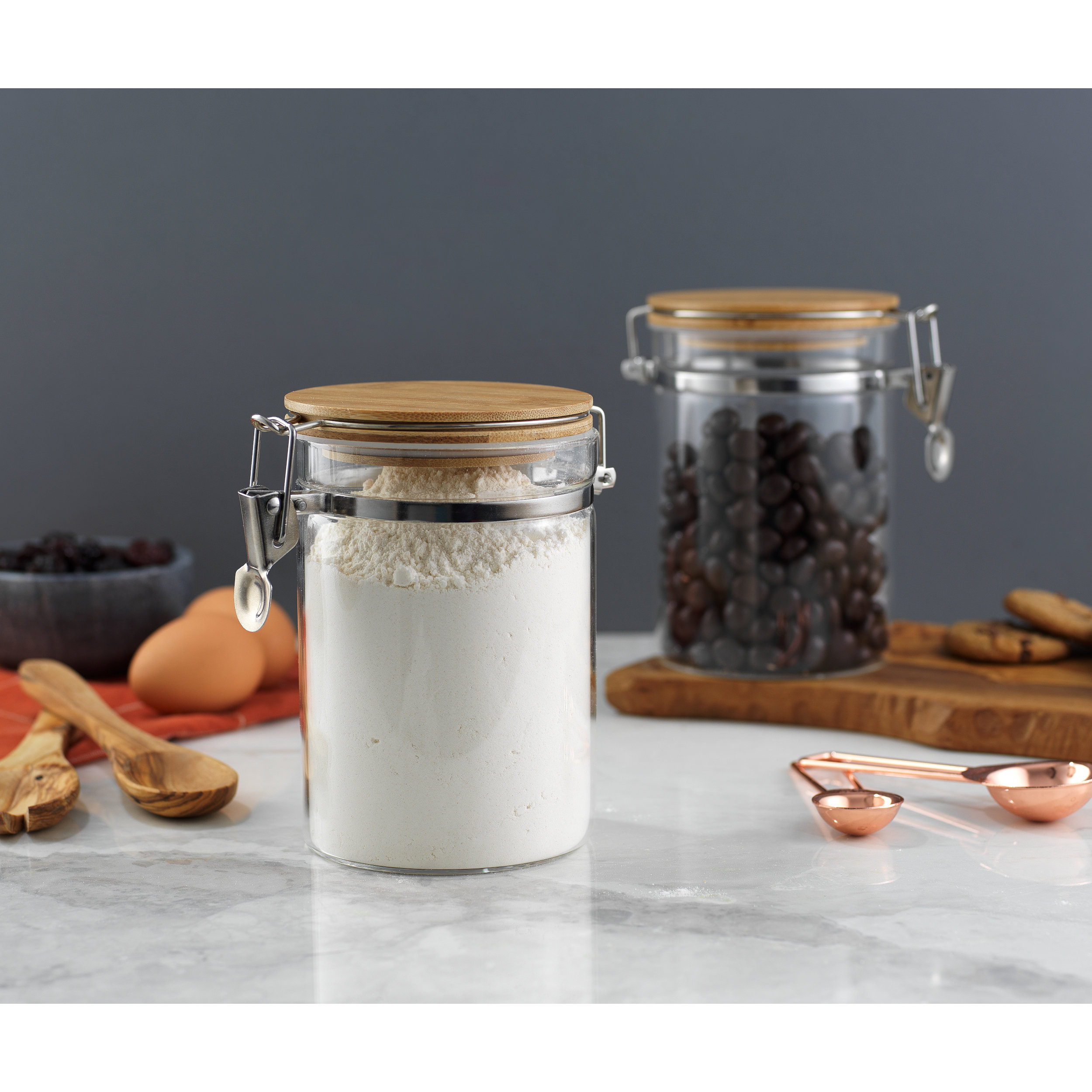 JoyJolt Glass Airtight Food Storage Jars Set of 2