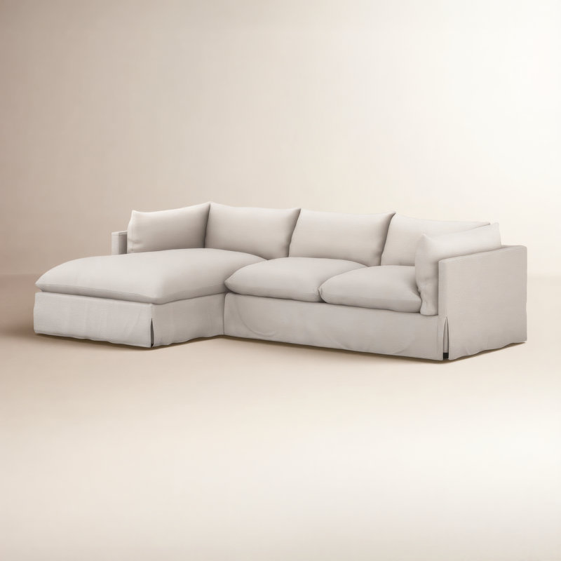 Zuri Slipcover Chaise Sectional, Left Hand Facing, Bennett Moon Polyester Blend, 31.5" H x 133" W x 67" D