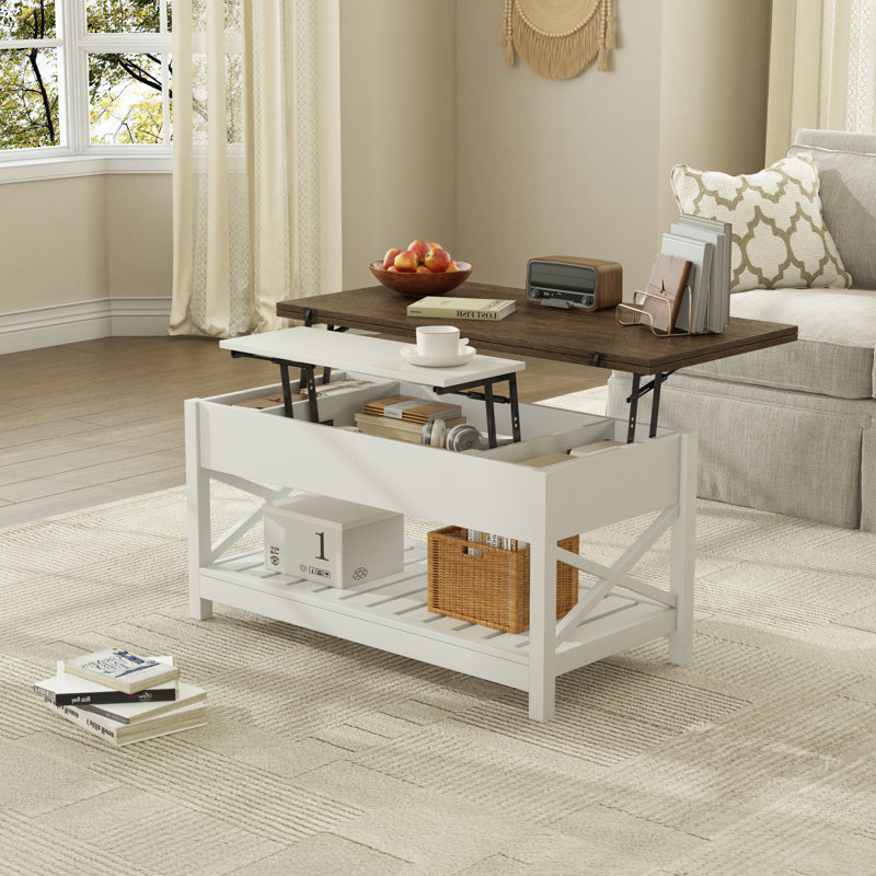 Keilan Single Coffee Table, Dark Brown, White