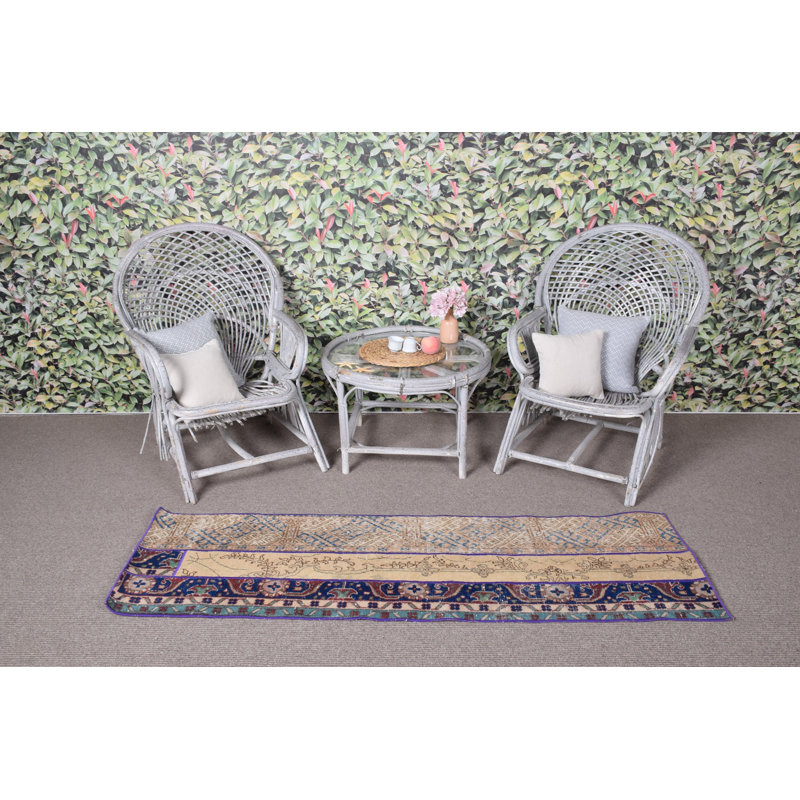 Vintage Anatolian Turkish Runner Rug with Patchwork Design in Wool for Corridors