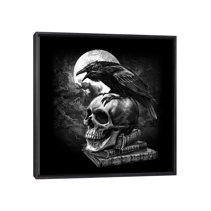 Poe's Raven - reproduction d'art murale - toile encadrée, Noir patiné, H 37 po x l 37 po