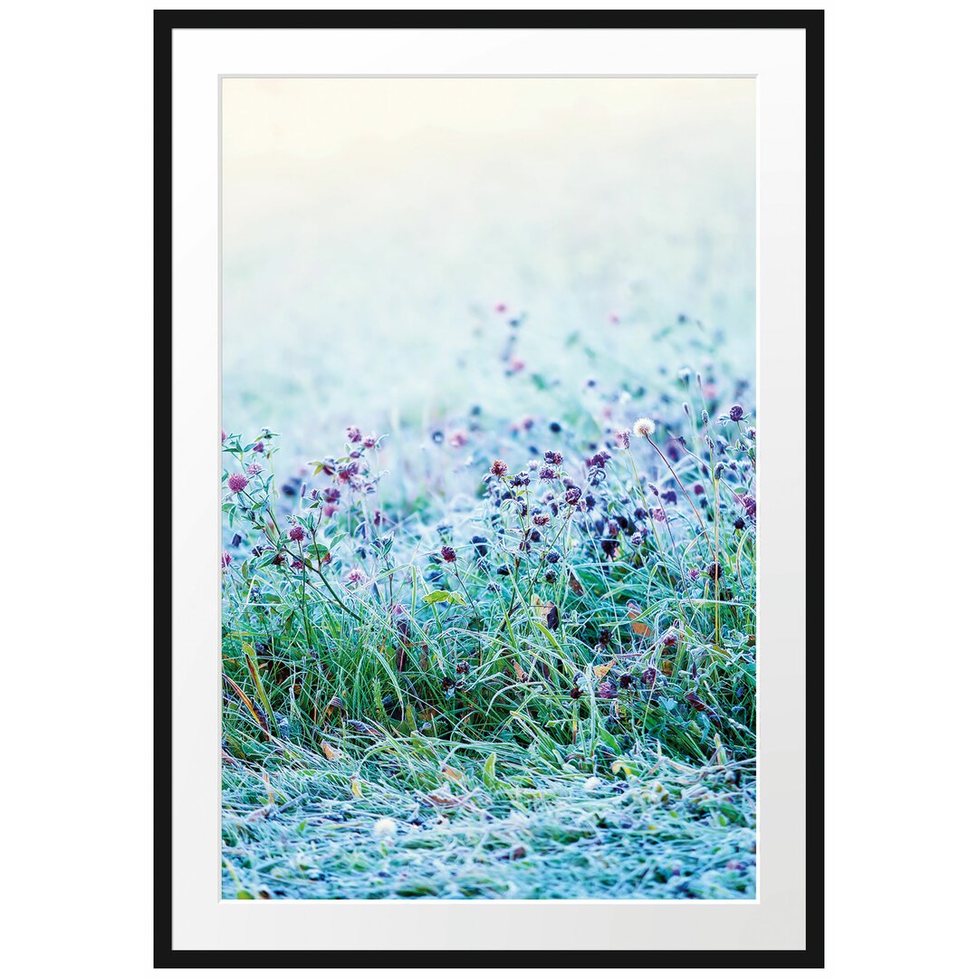 Gerahmtes Poster Wiese mit lila Blumen