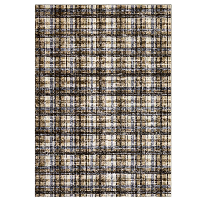 Tapis à carreaux lavables antidérapants pour salon 5 x 7, Rectangle 5 pi x 7 pi