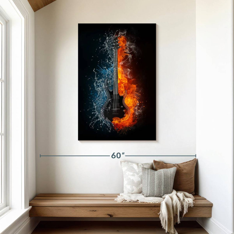 Abarca Flaming Guitar, 45" H x 30" W