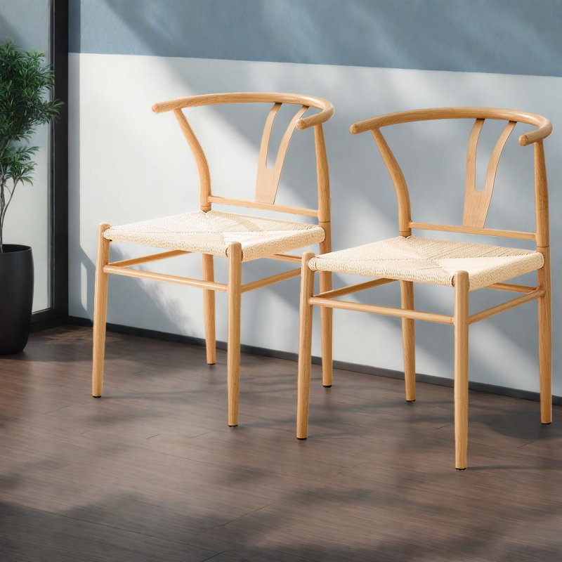 Ensemble de 2 chaises de salle à manger confortables, aspect bois et métal moderne pour la cuisine