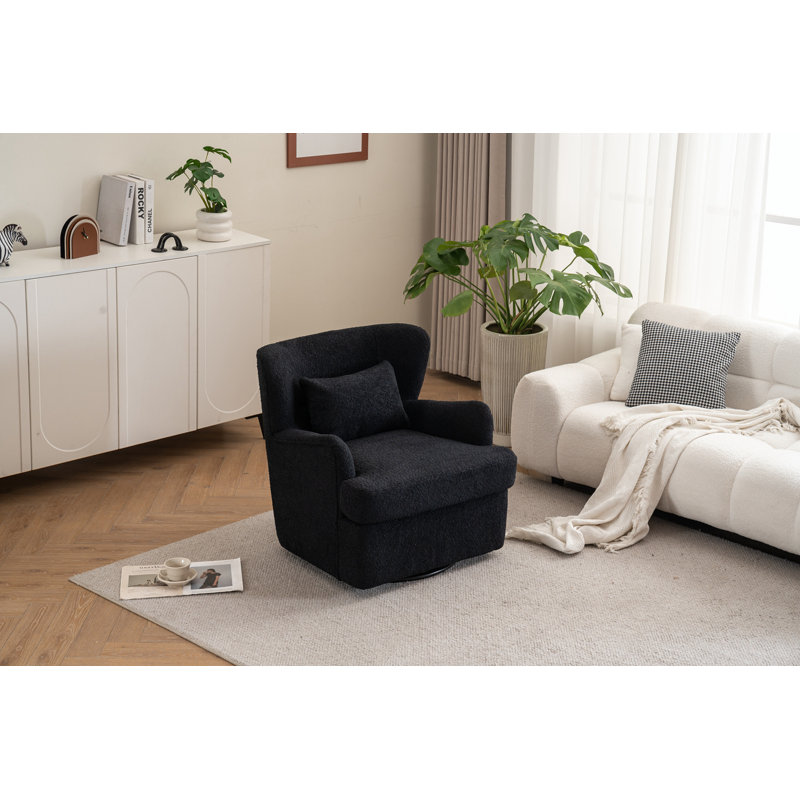 Chaise pivotante rembourrée en cuir synthétique, Black Teddy Velvet