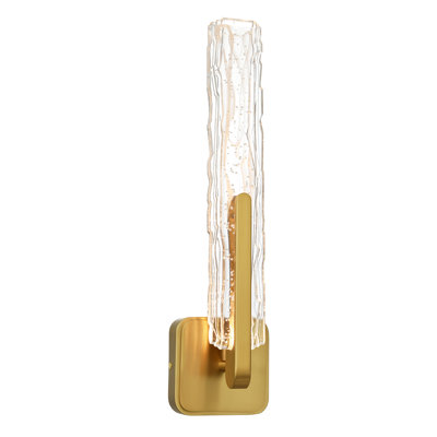 Integrated LED 19in Brass Wall Light with Handcrafted Glass