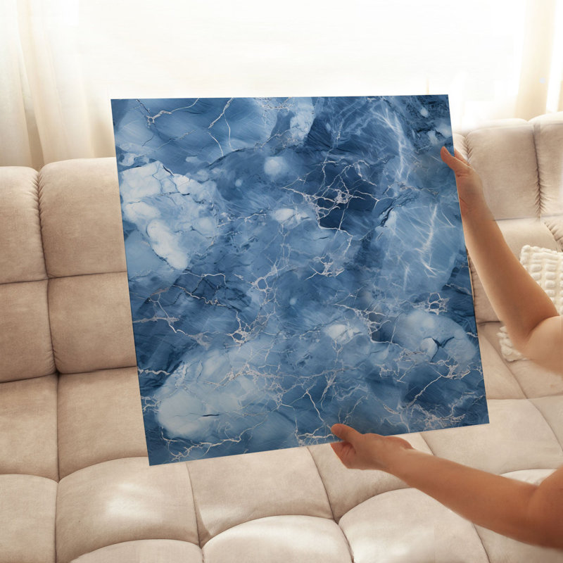 «Abstract Blue Geode», reproduction d'art moderne sans cadre II, H 14 po x l 14 po