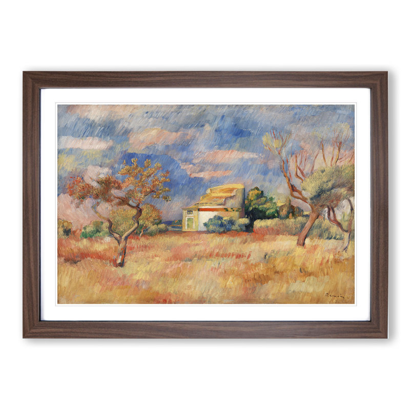 Dovecote at Bellevue by Pierre-Auguste Renoir - Picture Frame Painting, Walnut Framed, 27cm H x 36cm W x 2cm D
