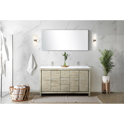 60 In. W X 20 D Rustic Vanity, White Quartz Countertop With Brushed Nickel Faucet - Soft Close, Ample Storage Space Double Bath Vanity Top And D, Close Feature