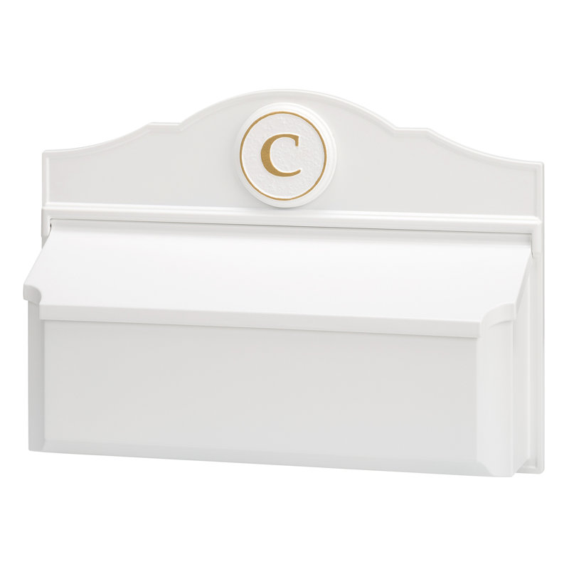 Colonial Wall Mounted Mailbox, White/Gold, Yes