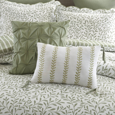 Darcy Sage Green Botanical Print 5-Piece King Comforter Set