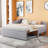 Twin Size Upholstered L-Shaped Upholstered Daybed With Pop Up Trundle-900936882