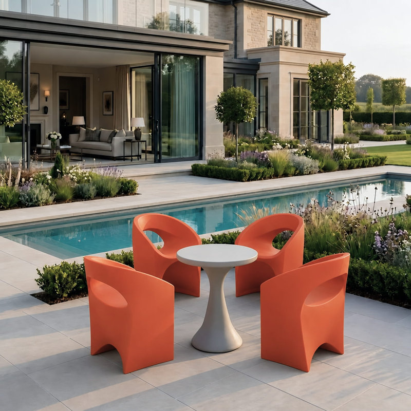 Tramontina Jet 5 Pcs. Polyethylene Lounge Set, Grey, Orange