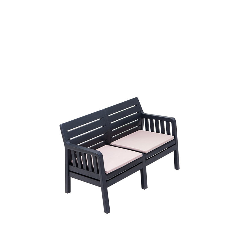 Élégant canapé 2 places Garden, couleur anthracite, 49,6 po x 31,1 po x 25,6 po | 100% polypropylène pour résister aux intempéries | Parfait pour le patio, la terrasse ou la cour arrière, design durable et élégant