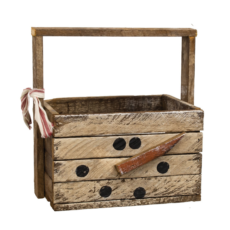 Rustic Lath Snowman Tote