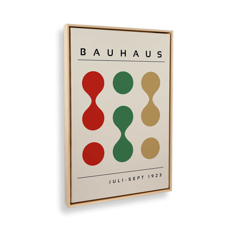 «Bauhaus Shapes», reproduction réinventée sur toile, Cadre flottant brun, H 36,75 po x l 24,75 po