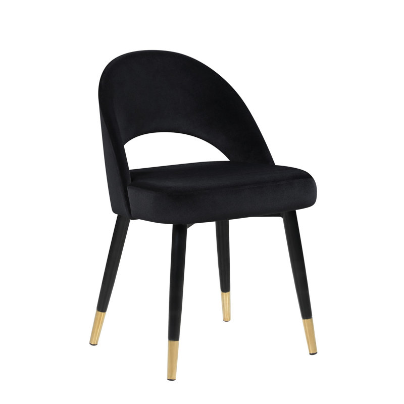 Chaise d'appoint en velours à dossier bas Carytown, Noir