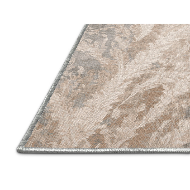 Tapis beige lavable à la machine GSIX03611, Rond 5 pi