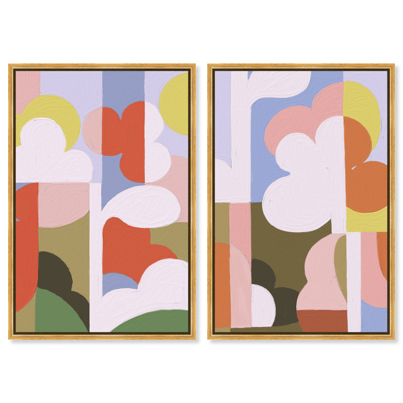 Cloudy Pop Set Set by Oliver Gal, 31"H x 46"W, Gold Floater Frame