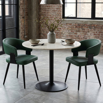 Modern Faux Leather Waterproof Upholstered Dining Chairs Set of 6 with Metal Legs, Mid-Century Kitchen Side Chairs