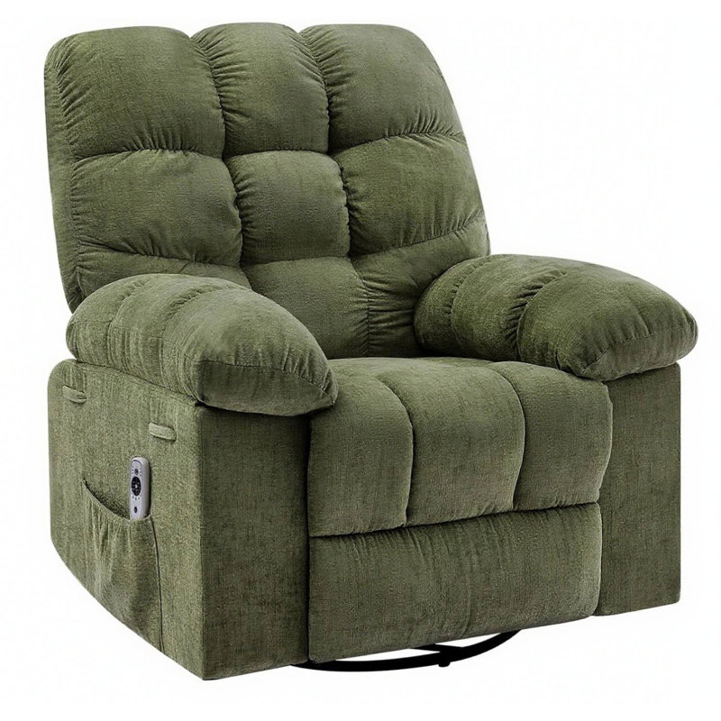 Rocking Recliner Chair with Massage & Heat, 360° Swivel Oversized Recliner with USB Port for Living Room, Green