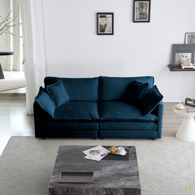 Canapé moderne en tissu pour causeuse pour le salon, canapé 2 places à assise profonde de grande taille avec 4 coussins en chenille