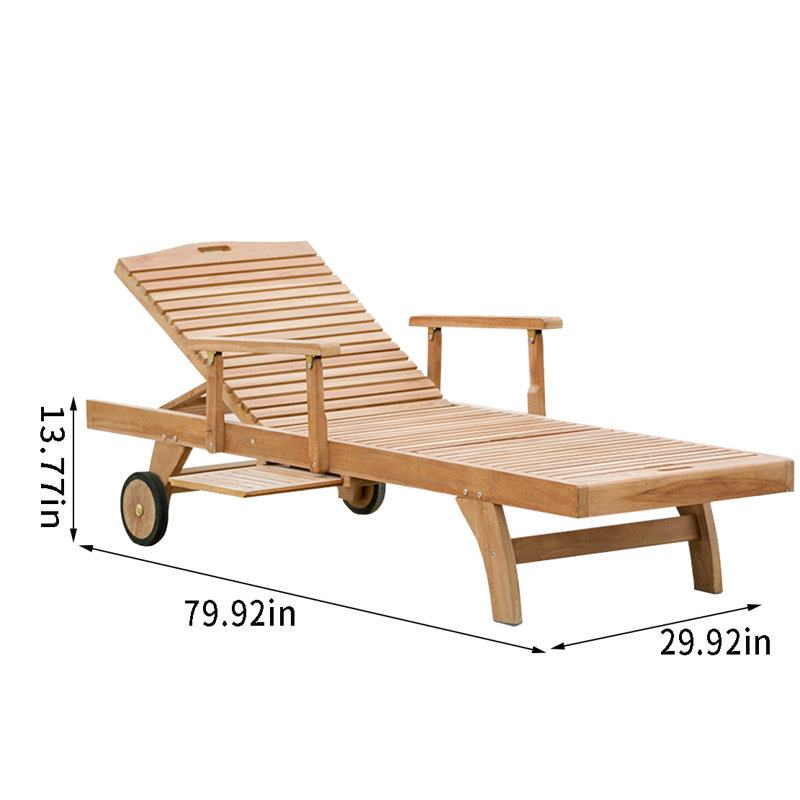 Outdoor Solid Wood Reclining Lounge Chair Outdoor Wood Chaise Lounge