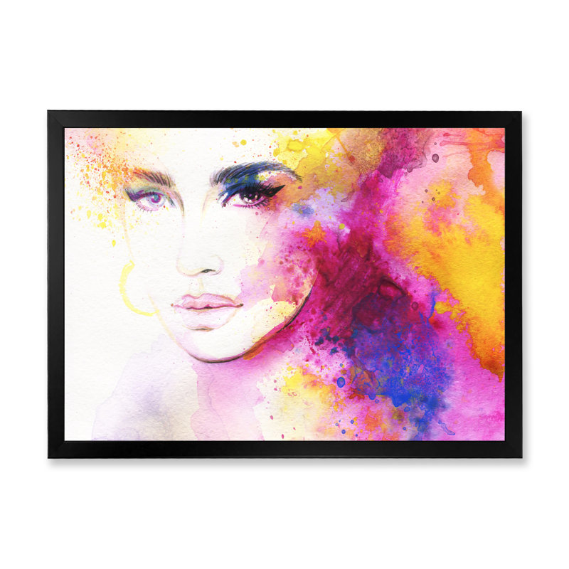 «Fashion Model With Vivid Make Up III», art mural sur toile Glam, H 8 po x l 12 po x P 1 po, Cadre photo noir