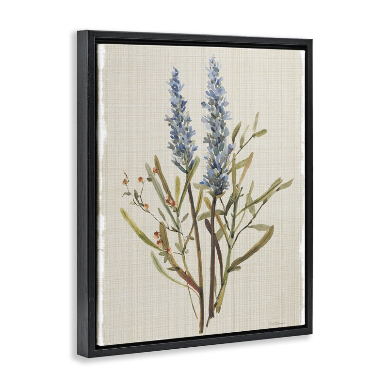Cadre flottant en brins de lavande naturelle, design par Carol Robinson, H 21 po x l 17 po, Cadre flottant noir de jais