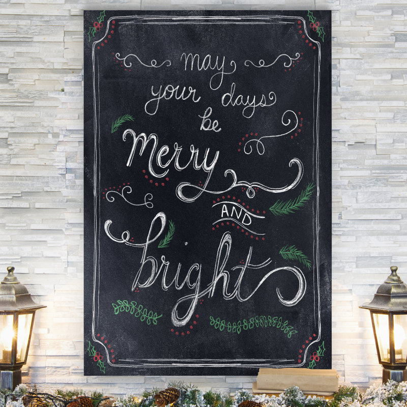 «Merry and Bright Chalk», reproduction d'art textuel sur toile, H 12 po x l 8 po x P 1,5 po
