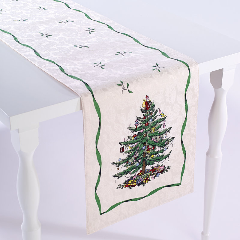 Holiday Christmas Tree Cotton Polyester Table Runner