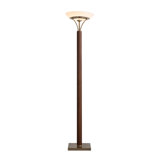 Tambo Torchiere Floor Lamp - Wood Finish, Weathered Brass, Dimmer