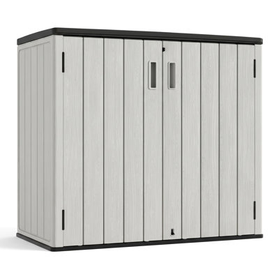 37 Cu.ft Horizontal Outdoor Resin Storage Shed, Waterproof Lockable Cabinet For Garden Tools & Patio