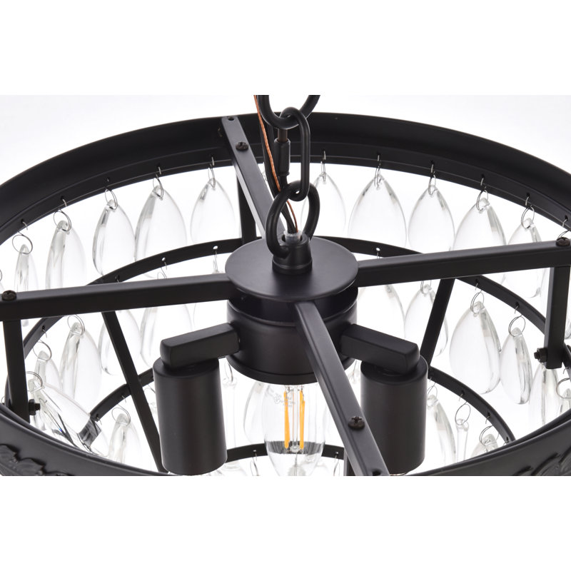 Beno 3 - Light Dimmable Tiered Chandelier, Black