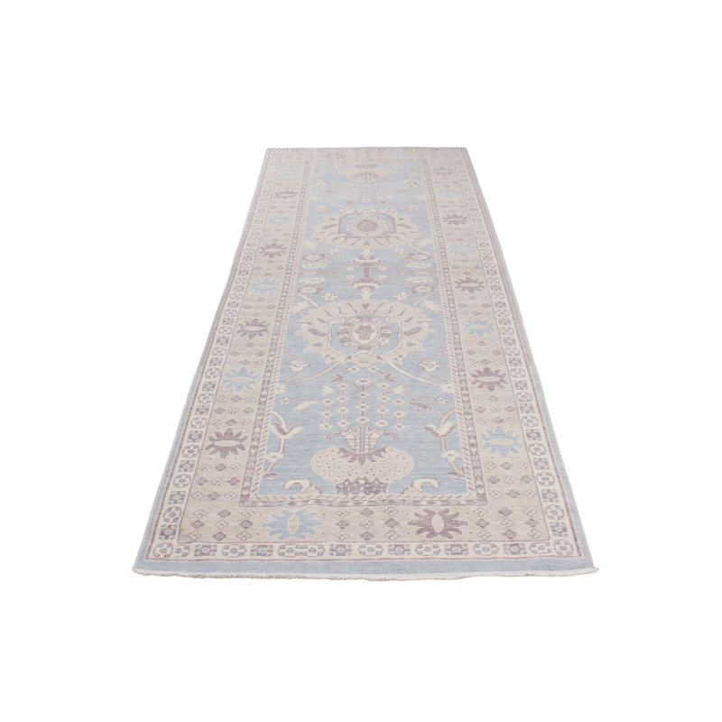 Chemin de table traditionnel turc bleu et beige 3 x 10, Tapis de couloir 3 pi 2 po x 10 pi