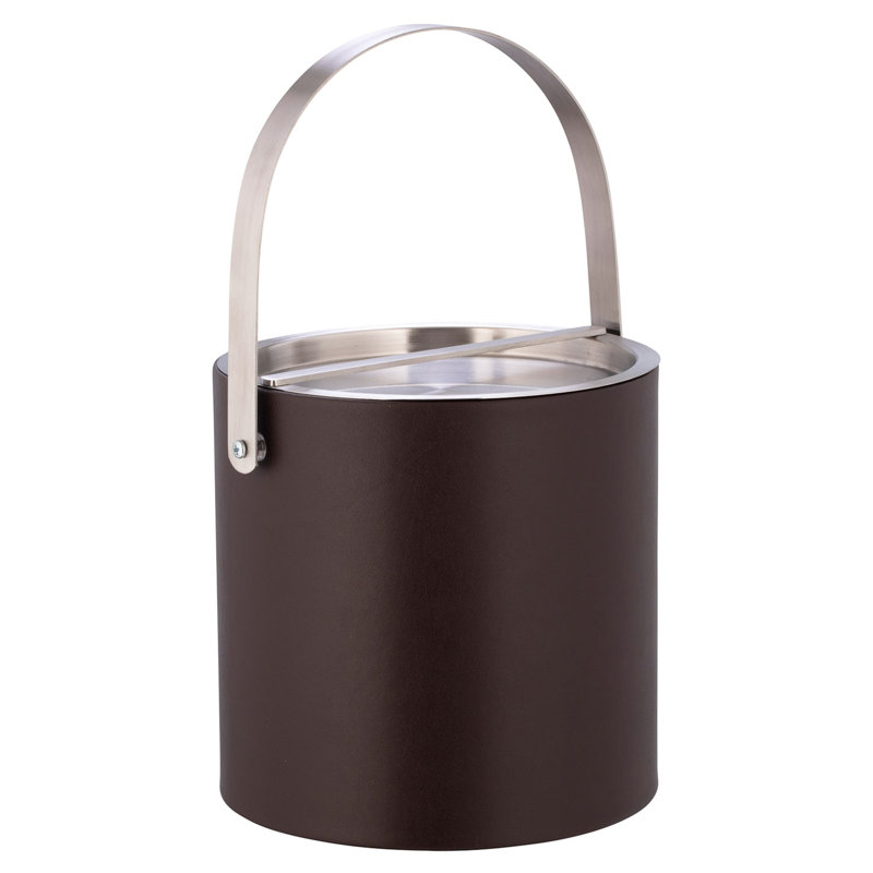 Seau à glace en similicuir Senetta, Chocolat / chrome brossé