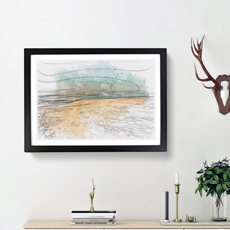 The Dead Sea in Israel in Abstract - Picture Frame Graphic Art Print, 36cm H x 48cm W x 2cm D, Black Framed
