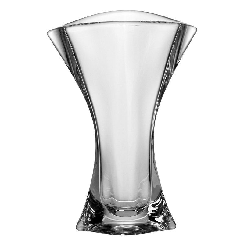Crystalline Glass Table Vase, 9.7" H x 6.5" W x 4.2" D