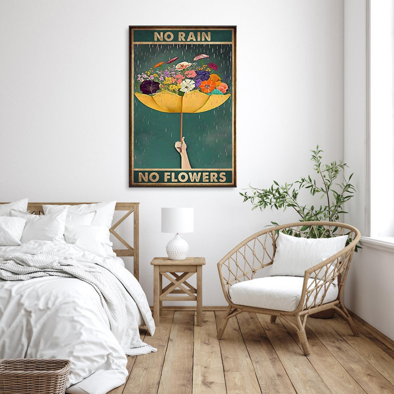 No Rain No Flowers - 1 pièce, impression rectangulaire, H 20 po x l 16 po x P 1,25 po