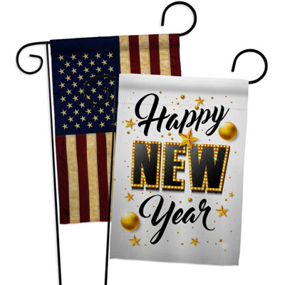 Drapeau de jardin en polyester 18,5 x 13 po Happy New Year