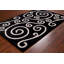 Tapis en laine à formes abstraites touffeté à la main noir et crème Ailey Authentic-120608009