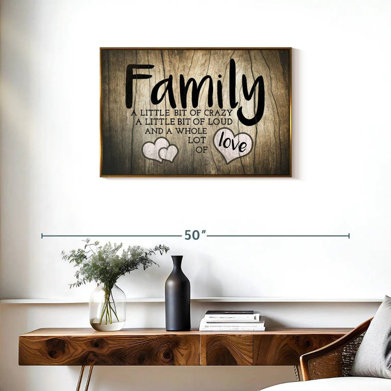 Plaque murale "Family Love", Cadre flottant doré, 31 po x 21 po